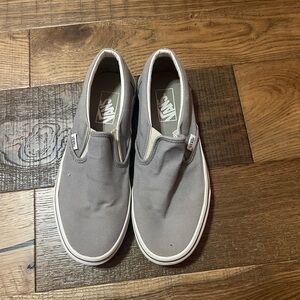 Vans Gray Slip-On Sneakers with Canvas and Elastic Panels